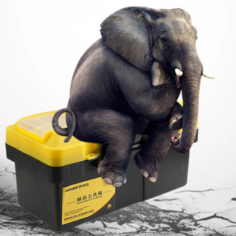 

Large Toolbox Household Maintenance Electrician Tool Box Multifunctional ABS Hardware Car Repair Thicken Anti-fall Box 14 17 19"
