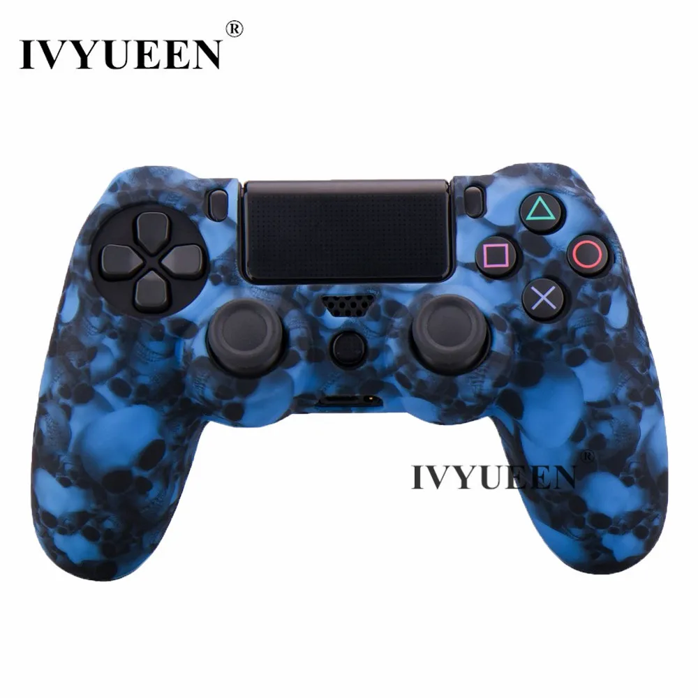 

IVYUEEN Water Transfer Printing Skull Silicone Case For Play Station 4 PS4 Pro Slim Controller Grip Cap for Dualshock 4 Cover