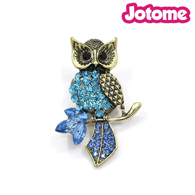 50mm Blue Owl Crystal Rhinestone Brooch Wedding Accessories Jewelry