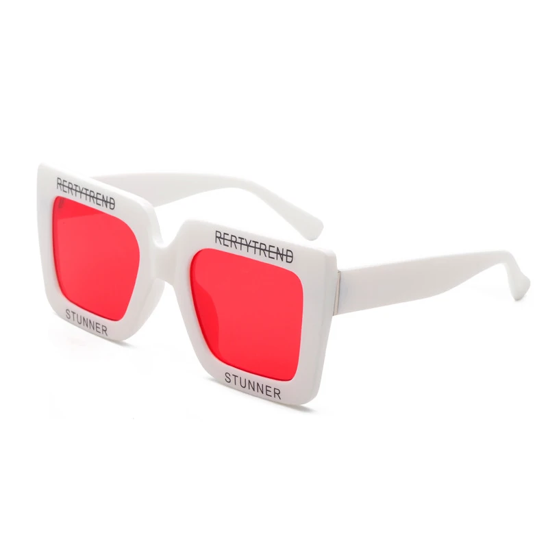 HBK итальянские модные квадратные солнцезащитные очки негабаритных для Для женщин оттенков Для мужчин красные, черные фиолетовый белая рамка Пластик прозрачный UV400 Óculos - Цвет линз: C4 White Red