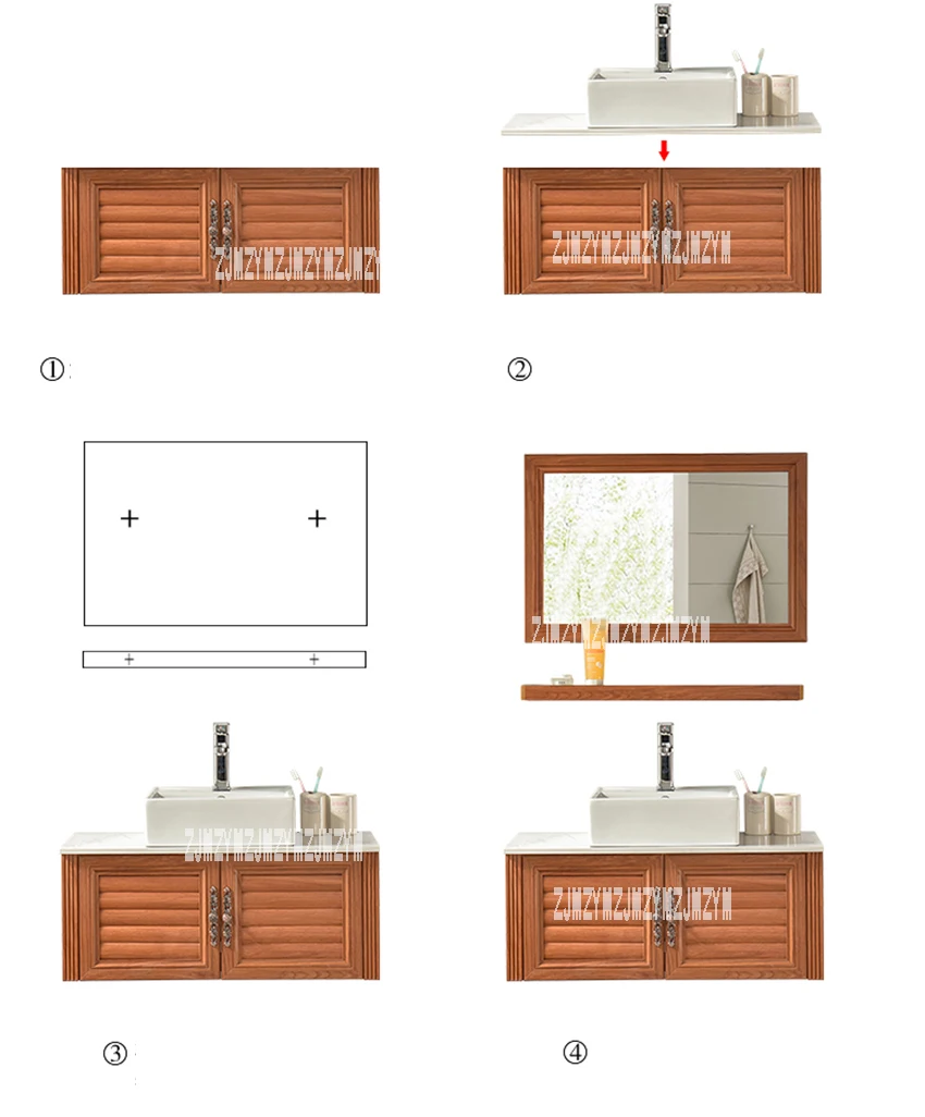 Небольшая настенная комната алюминиевый шкаф Санузел керамическая раковина Шкаф комбинированный шкаф для хранения принадлежностей в ванной комнате мраморная столешница