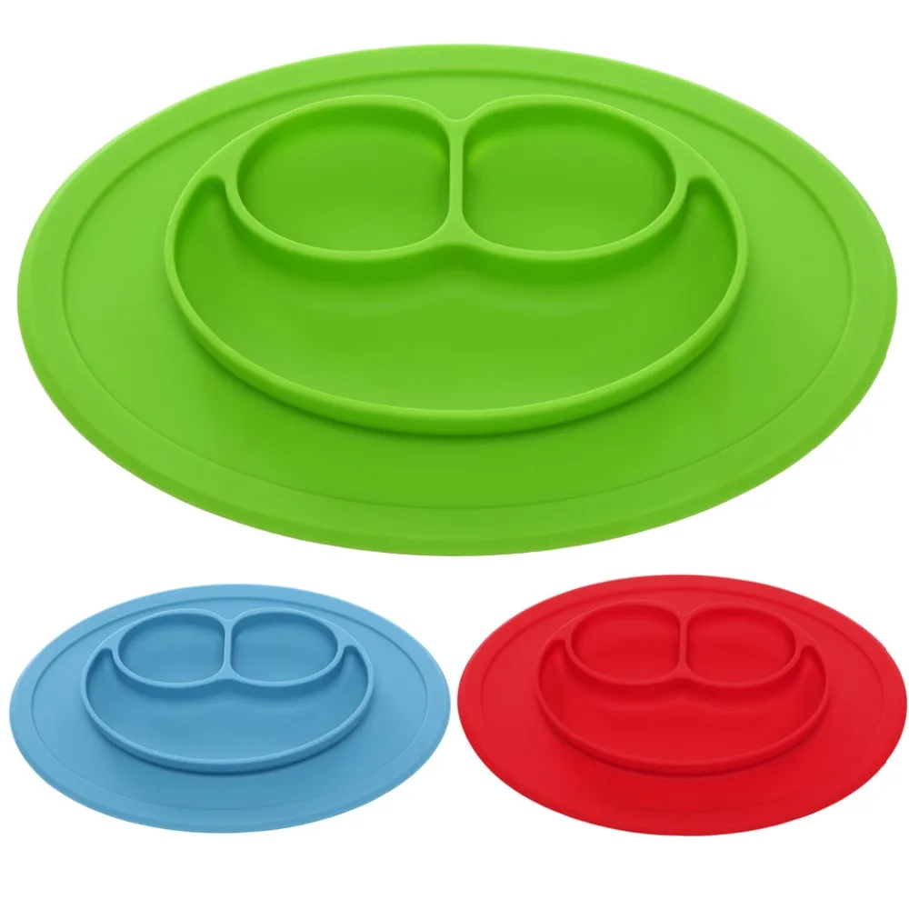 Image One piece Toddler Baby Kid Silicone Placemat Children Kids Feeding Food Dish Plate Suctions Table Waterproof Antislip Plates F3