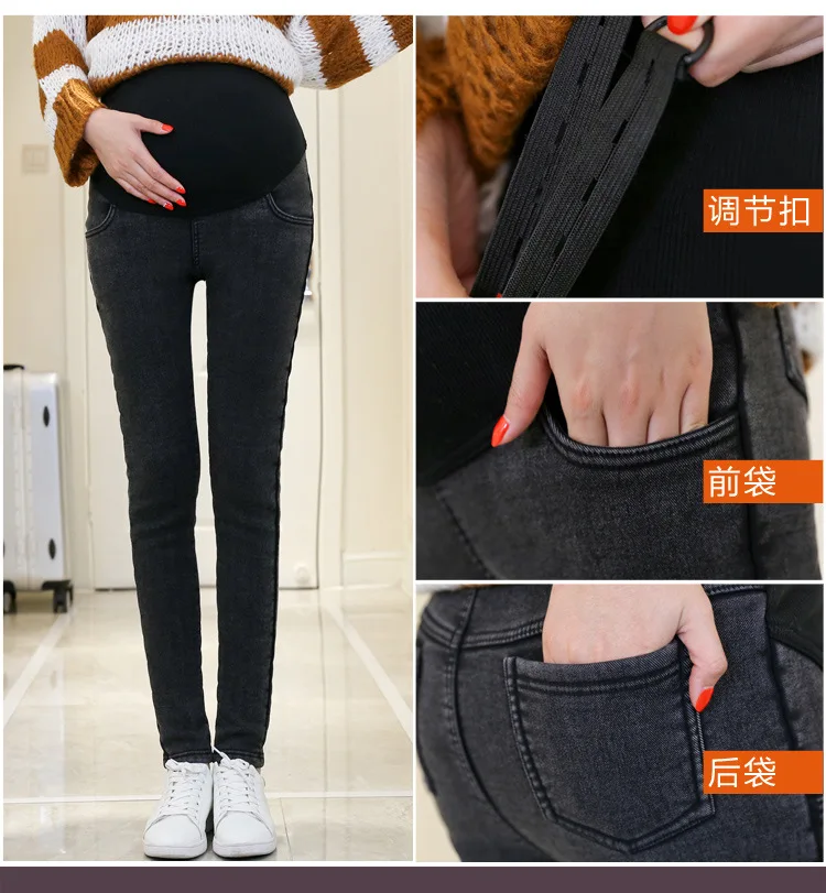 Теплые джинсы для беременных женщин; джинсовые брюки для беременных; зимние утепленные брюки; Одежда для беременных размера плюс M-XXL