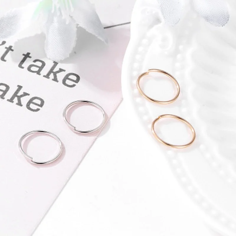 

Dayoff Classic Small Round Silver Gold Hoop Earrings Punk Simple Circle Earrings Women Jewelry Cute Open Ring Ear Clip E137