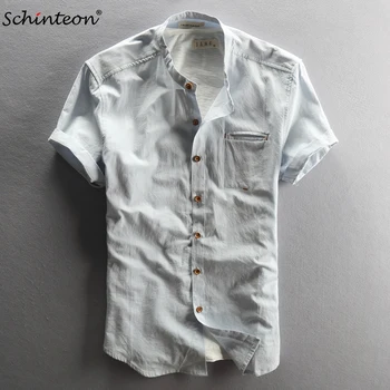

Comfortable 2019 Men Summer Cotton Linen Short Sleeve Shirt Slim Male Top Quality Fast Shipping