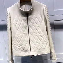 Весенне-Осенняя мода показывает тонкое импортное дамское облегающее пальто из овечьей кожи