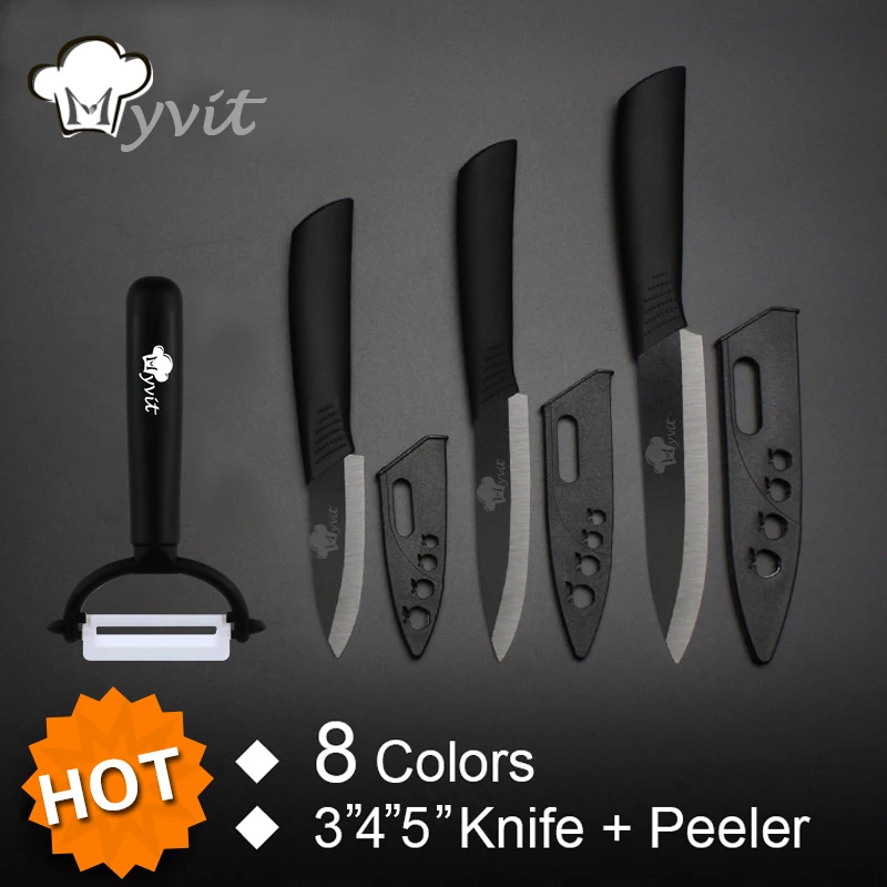 Myvit brand Home Kitchen Knives 3" 4" 5"+ Peeler Ceramic Knife Set