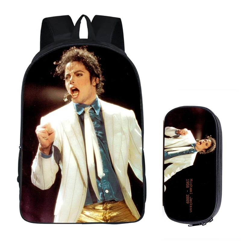 Студенческие рюкзаки, женские, сделай сам, с принтом Майкла Джексона, детские школьные сумки для мальчиков, для детей, для мужчин, сумка для книг, комплект из 2 предметов с пеналом - Цвет: Model 13