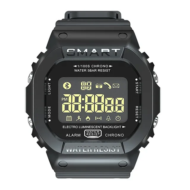 COXRY прямоугольные умные часы, спортивные часы для мужчин, браслет,, для бега, умные часы для женщин, цифровая электроника, наручные часы, часы с будильником - Цвет: Черный