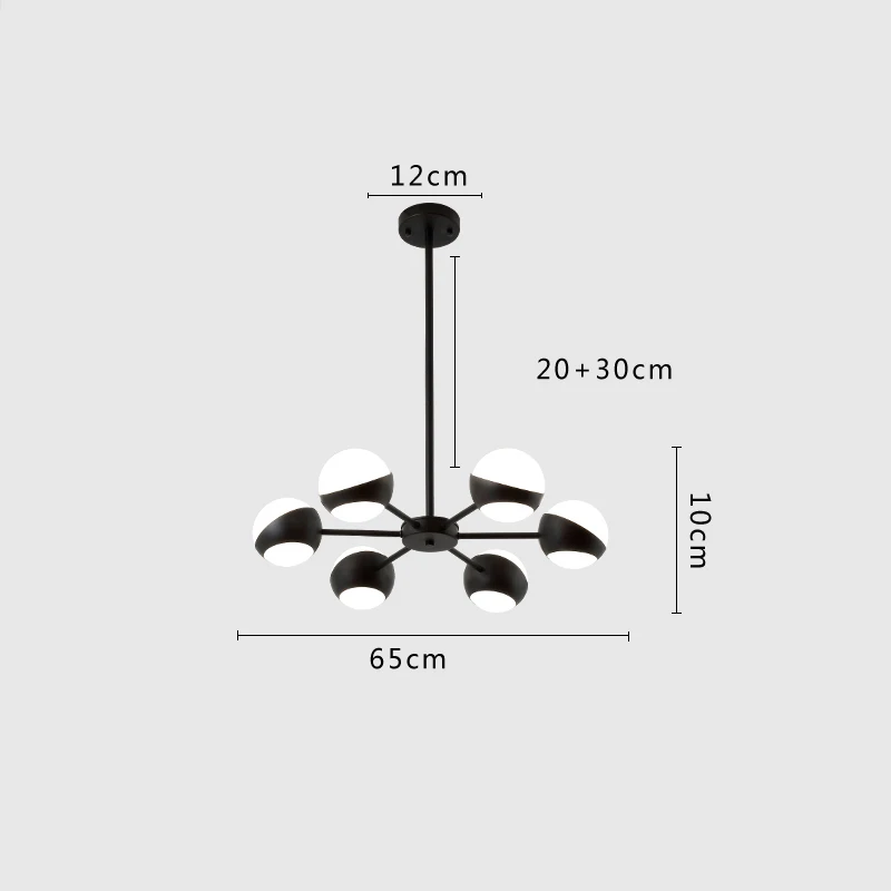 Роскошная люстра, современная люстра, светодиодный светильник для спальни, гостиной, украшение дома, шаровая Подвесная лампа - Цвет абажура: 6 lights