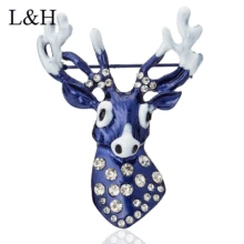 Cute Rhinestone Deer Brooches Blue Elk Animal Enamel Lapel Pins For Women Clothing Decoration Party Jewelry Accessories jujie fashion crystal deer brooches coat clothing scarf lapel pins elk corsage fashion jewelry