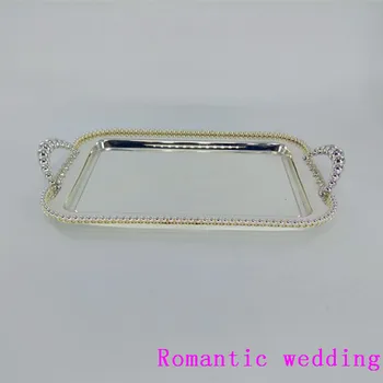 

10PCS Lots Rectangular Silver Metal Tray Wedding Metal Vase For Wedding Decoration Event Party Decoration