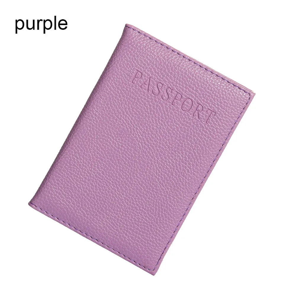 1 шт. модный держатель для кредитных карт PU держатель для паспорта ID Кредитная карта билета путешествия паспорт файл папка сумка защитный чехол - Цвет: Фиолетовый
