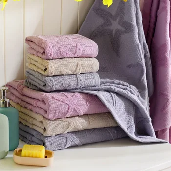 

Drop Ship Leaves Starfish Family Terry Cotton Towel Set One Piece 1pc Bath Towel Washcloth + 2pcs Face Towels Wedding Decoration