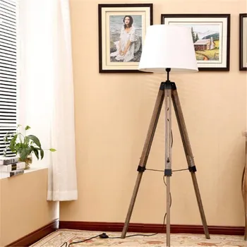 

Vintage Loft Country Wooden Fabric Liftable Led E27 Floor Lamp for Foyer Bedroom Study Bar H 152cm 110/220V Lighting Fixture