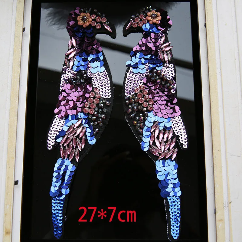 

High grade Diamond large applique embroidered sequins bead piece embroidered diy clothing textiles bird sequins patch A1335