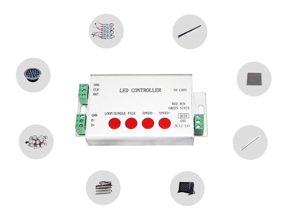 Controlador spi h801sb led cartão sd, controle