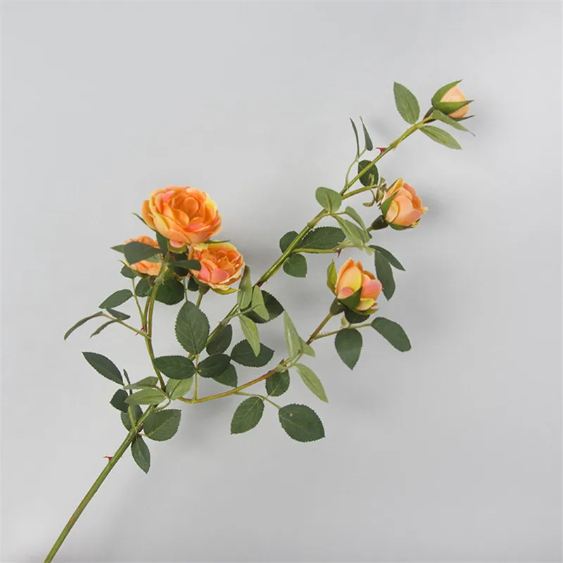 1 шт. Искусственный цветок розы Высокое качество Европейский Стиль Имитация украшение искусственные цветы для дома свадебный стол аксессуары - Цвет: orange