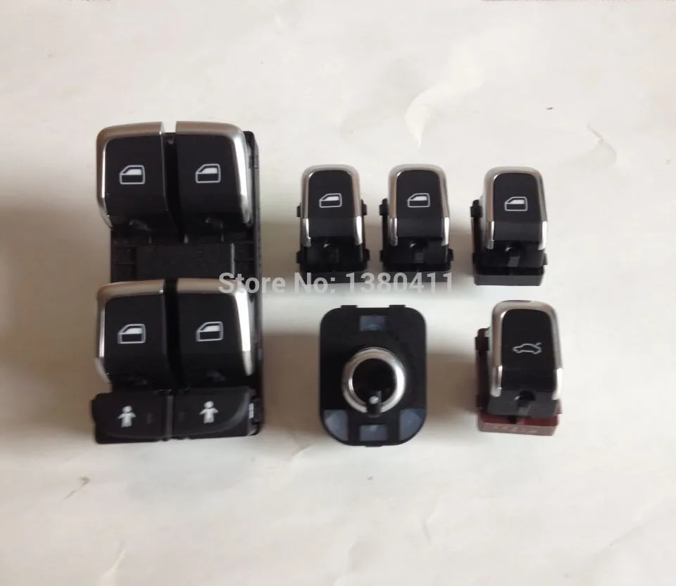 

Genuine 1set Chrome Window Mirror Trunk Switch Button Combo For Audi A6 A7 C7 Q3 4G0 959 851 B 8KD 959 855A 8K0959855A