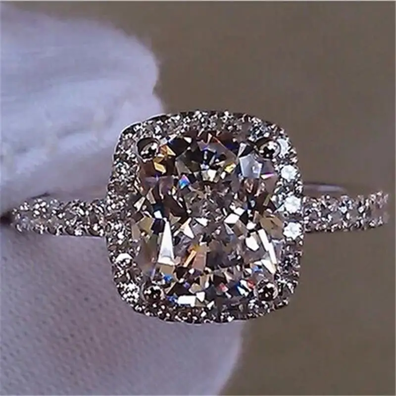 

Fashion Rings Show Elegant Temperament Jewelry Womens Girls White Silver Filled Wedding Ring