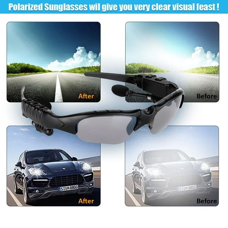 GutsyMan модные спортивные стерео беспроводные Bluetooth 4,0 гарнитура телефон поляризованные солнцезащитные очки для вождения/mp3 очки для верховой езды