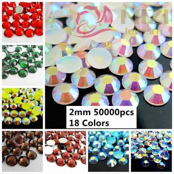 

50000pcs ss6 2mm Resin Rhinestones Colors#37-#54 Flatback With Silver Backing Stones Perfect For 3D Nails Art Decorations