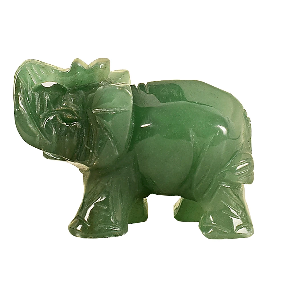 

1.5 / 2 inches Elephant Carvings Figurines Natural Stone Green Dongling Elephant Small Animal Ornaments Miniatures Decoration