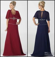 Dunkelblau 2017 Mutter Der Braut Kleider A-line Chiffon Crystals Lange Abendkleider Mutter Kleider Für Hochzeit Mit Jacke