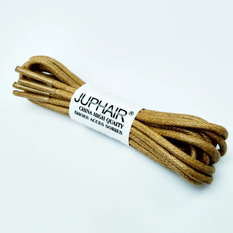JUP1-12 Pair Khaki Laces Waxed Round Shoelaces Sneaker Laces Solid Polyester Twisted Boots Shoes High Quality Brand Fashion Lace