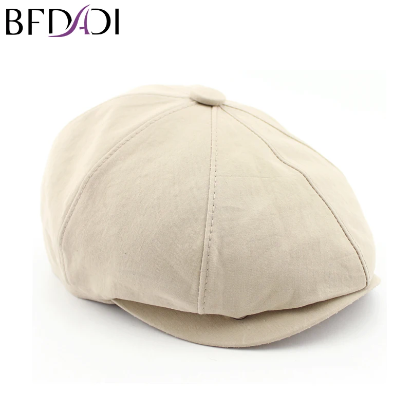 BFDADI новая одноцветная винтажная Кепка Beckham для мужчин и женщин, модная восьмиугольная кепка для мужчин, хлопковая кепка Newsboy, берет шляпа художника, размер 57-60