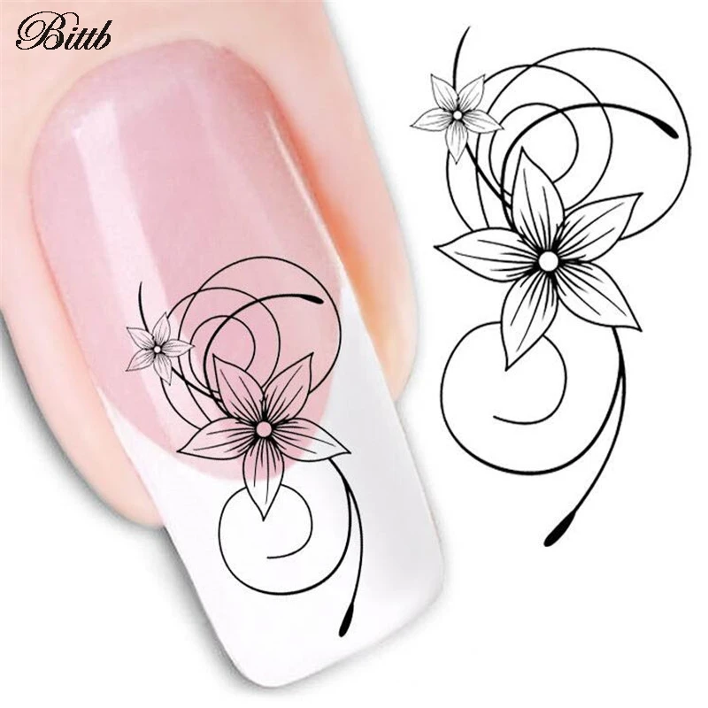

Bittb 2 Sheet Flower Nail Stickers Thin Art Decal Decoration Nail Tips Beauty Sticker Manicure Makeup Wartermark Sticker Tools