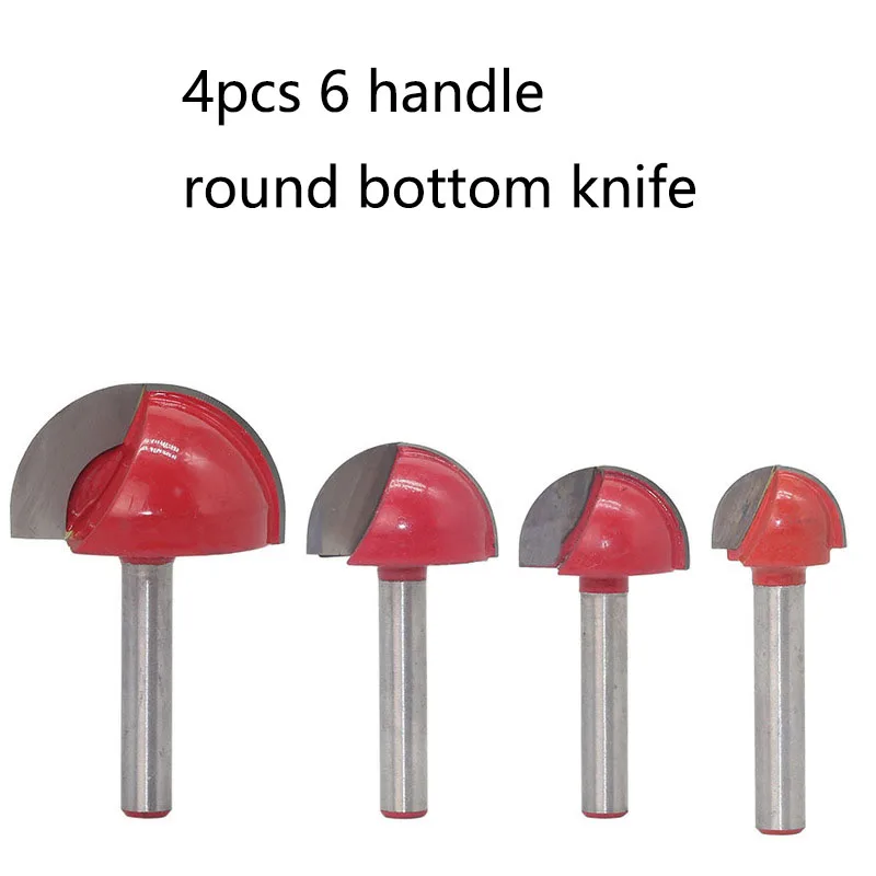 

4pcs 6mm Shank Round Head Knife Set Corner Rouding Router Bit 6*6-6*18/6*16-6*32 Wood Cutter Radius Milling Cutter