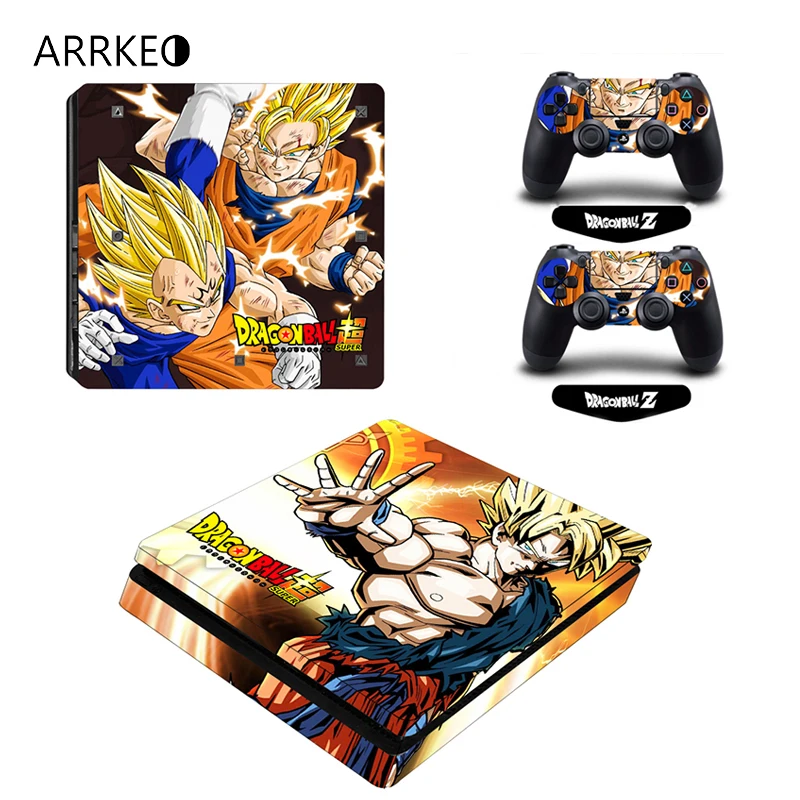 

ARRKEO Dragon Ball Super Son Goku VS Vegeta Vinyl Decal PS4 Slim Skin Sticker for PlayStation 4 Slim Console & 2 Controllers