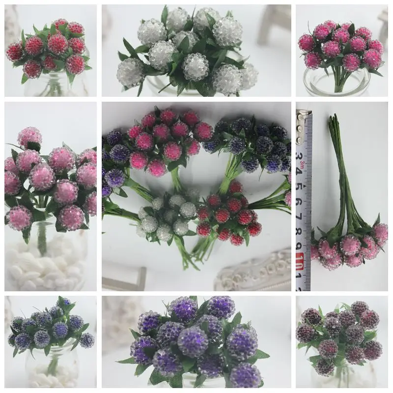 

12PCS Simulation Fruit DIY Forest Series Glass Foam Sang Fruit Simulation Pitcher Decorative Material Pearls Bead Ball