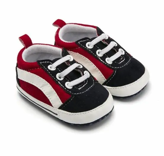 Новая детская обувь для мальчиков, Сникеры детская обувь Нескользящая кроватки Babe первые ходоки Уокер Младенческая малышей Prewalkers мягкая подошва обувь B07