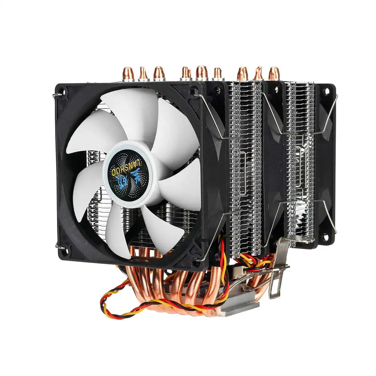 6 медных тепловых трубок Dual Tower PC cpu Cooler 3Pin охлаждающий вентилятор кулер радиатор для LGA 1150/1151/1155/1156/1366/775 - Цвет лезвия: Белый