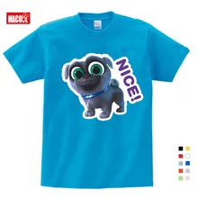 2019 Summer Cartoon Puppy Dog Pals Print Tee Tops For Boy Girls Clothing Children White Funny T-shirt Kids T Shirt Clothes 3T-9T dog print tee