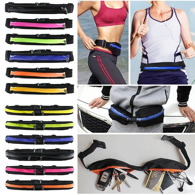 Mayitr Unisex Single Double Sports Waist Bum Bag Fitness Running Belt Pouch Travel Waist Pocket Jogging Sports Adjustable Strap