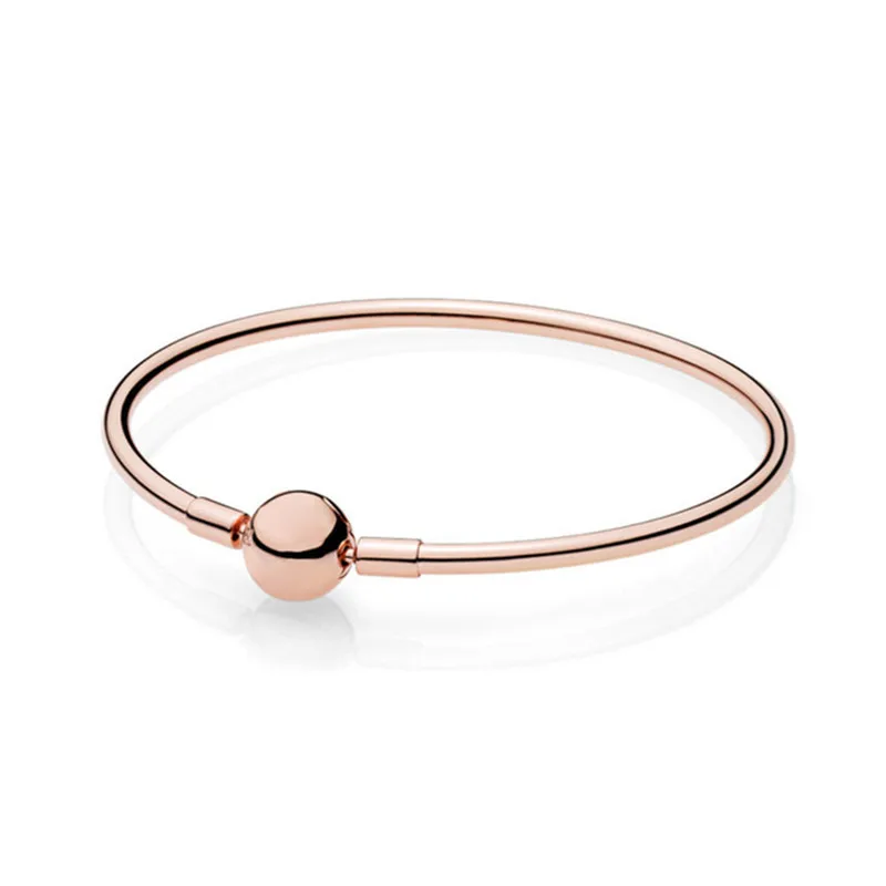 

Signature Round Ball Clasp Charms Bangles Bracelets for Women & Men Rose Golden DIY Jewelry Fashion Silver 925 Jewelry Making