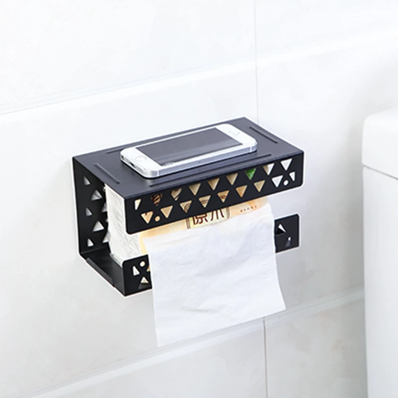 Creative simple wall hanging hollow iron paper towel rack Bathroom mobile phone | Дом и сад