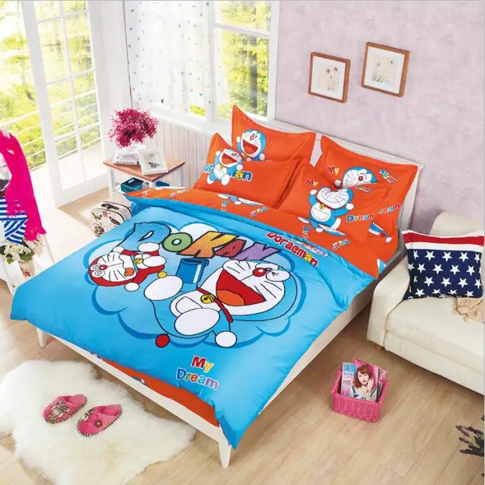 Комплект постельного белья с рисунком Hello Kitty Doraemon 4 шт./3 шт. пододеяльник набор постельного белья из мягкого полиэстера набор простыней для плоской кровати наволочка - Цвет: 9