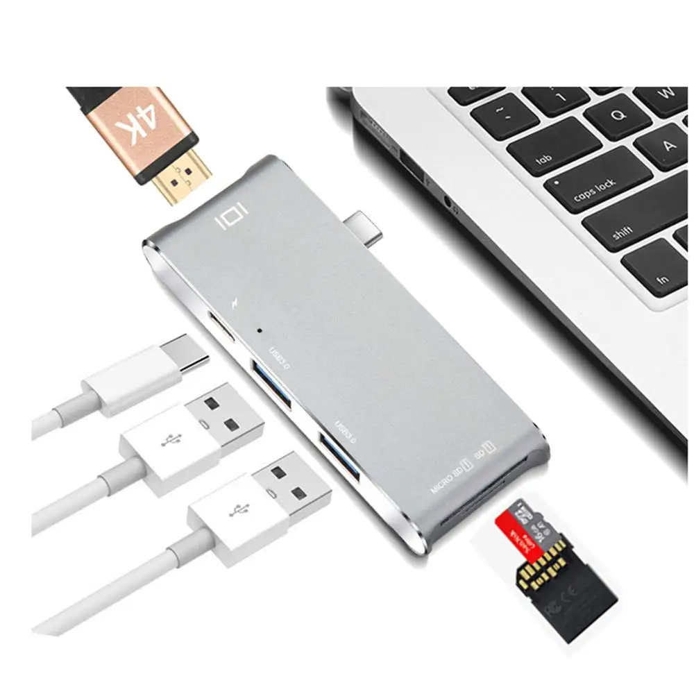 USB Type C HUB к HDMI 4k адаптер с SD/Micro SD кардридером 3 0 порт s Power port Combo для MacBook Pro|USB-хабы| |