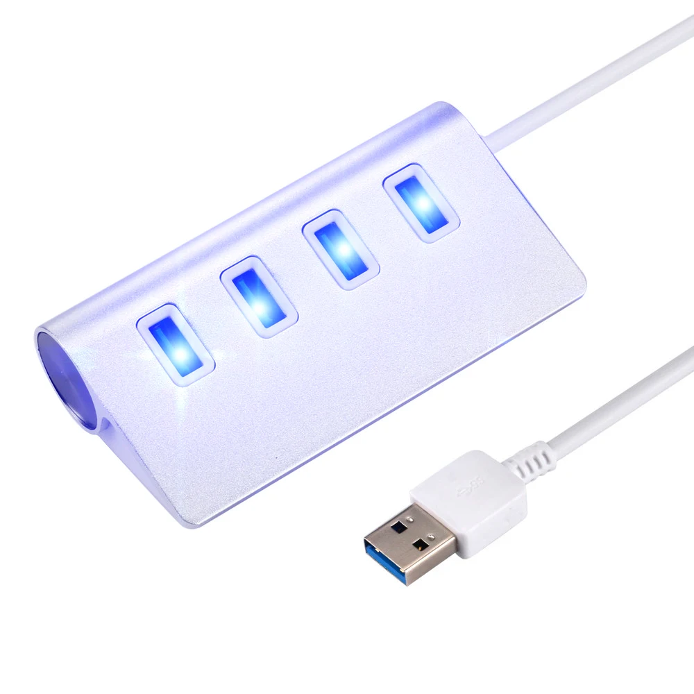 

4 Port USB 3.0 HUB For MacBook Aluminum alloy luminous Splitter PC Laptop Accessories 5Gbps High Speed Converter