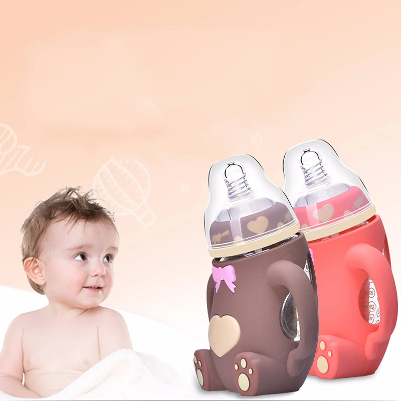 

Baby Feeding Bottle 240ML Bear Design Arc Type Water Feeder with Silicone Nipple NSV775