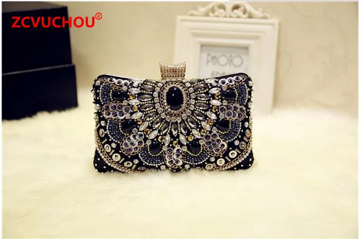 

Diamante beaded chain Embreagens Dia Sacos de Noite de Cristal Clutch Bag Hot Estilo Lady mulher Strass saco do Casamento Bolsa