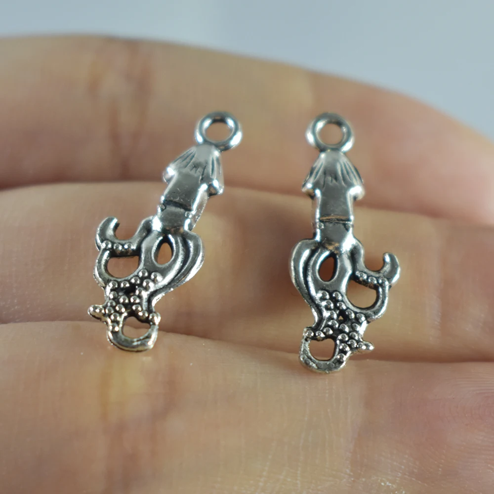 

20pieces 24x10mm Antique Sliver Charm Pendant Squid Jewelry Making DIY Handmade Craft