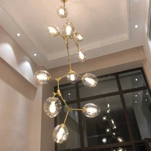 Современная люстра в скандинавском стиле из стекла, креативный светильник, вертикальная люстра черного и золотого цветов, люстры для лестниц, несколько головок на выбор