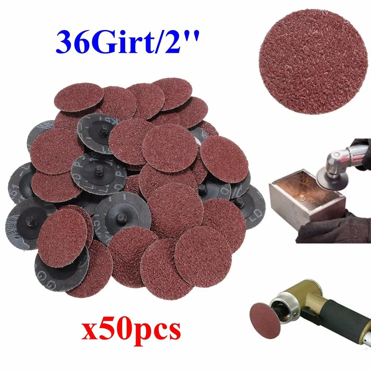 

50pcs/set 36 Grit 2'' Roll Lock Sanding Discs Type R Roloc Fits for Dremel Abrasive Top Quality