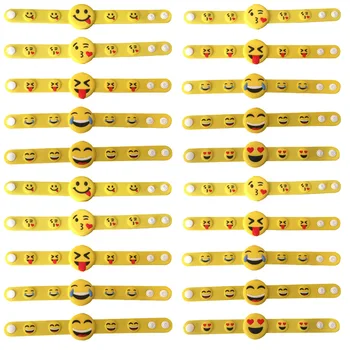 

20 PCS PVC Adults Kids Cartoon Face Expression Wristband Wrist Band Bracelet Christmas Gift Random Style