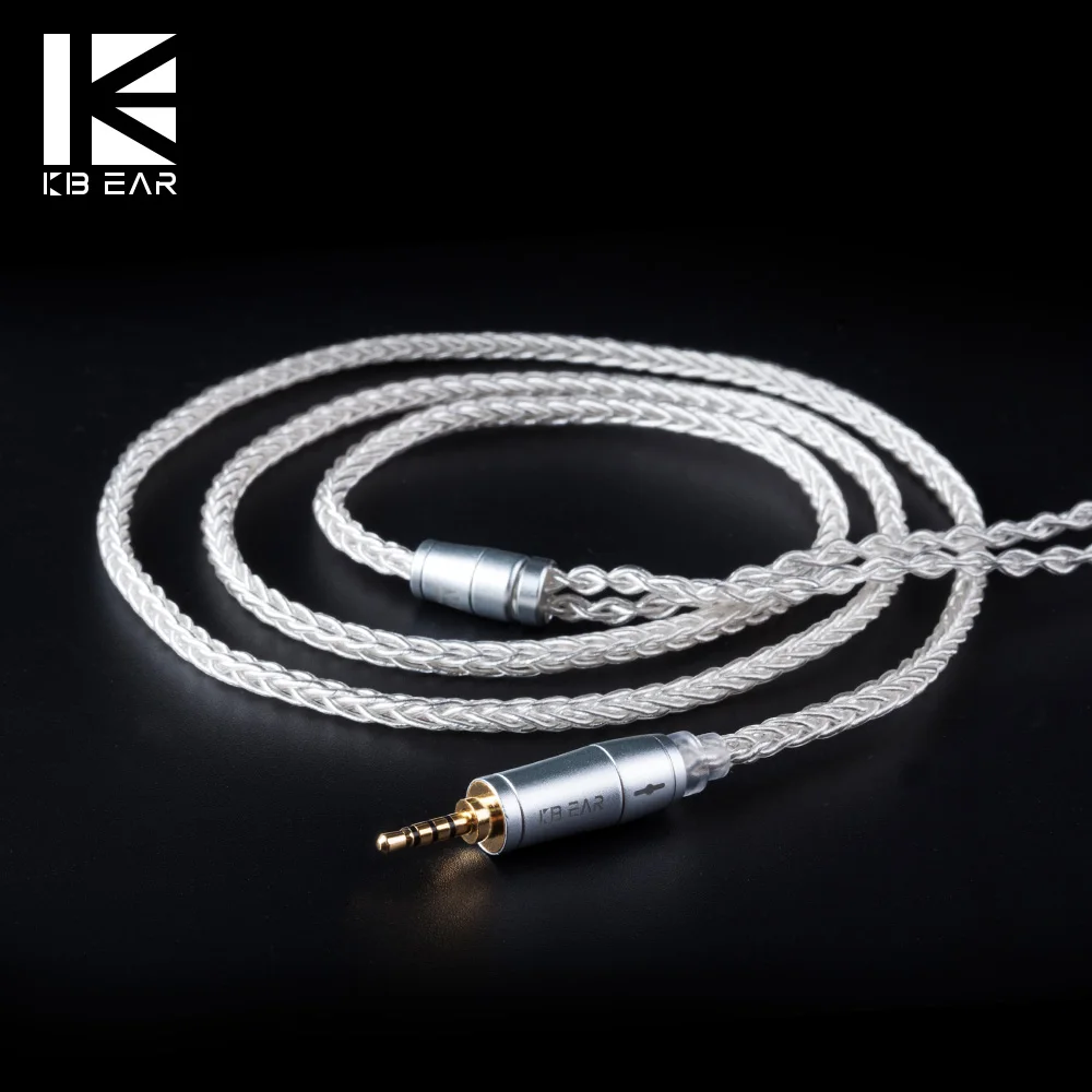 KBEAR 8 Core Upgraded Silver Plated Balanced Cable 2.5/3.5/4.4MM With MMCX/2pin/QDC Connector For KZ ZS10 ZSN Pro C12 ZSX BL-03